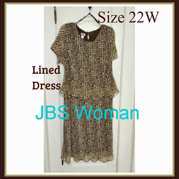 22W  Dress w/ Brown Mocha Dots Design  JBS - Picture 2 of 16